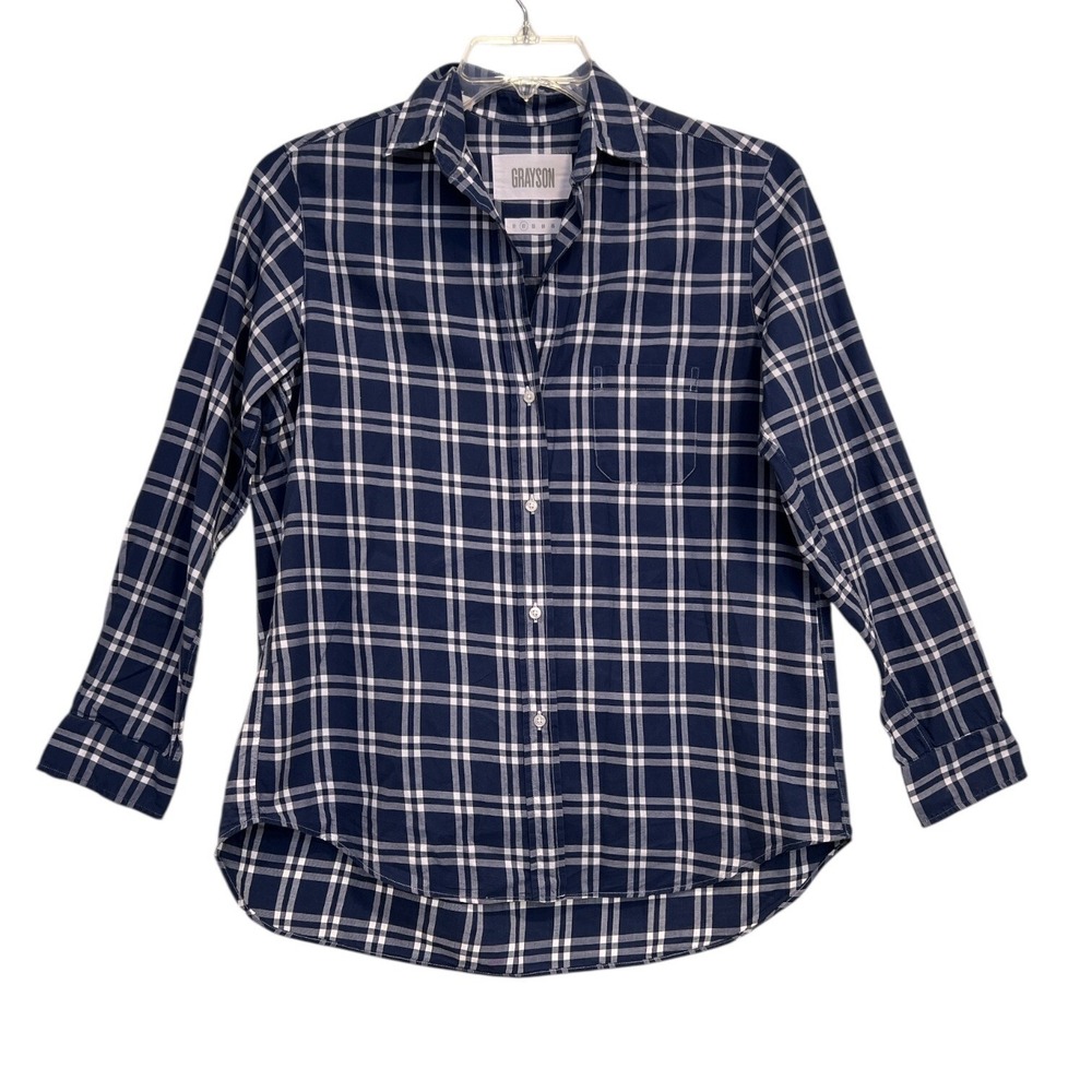 GRAYSON | Anthropologie The Hero‎ Blue Plaid Button Down Shirt Size US 4-6
